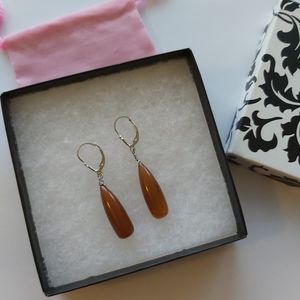 Caramel Chalcedony Gems 925 SS Earrings